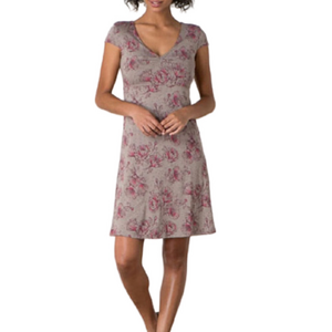 Toad & Co. Women’s Rosemarie Dress Small Taupe Poppy Floral Print Organic Cotton